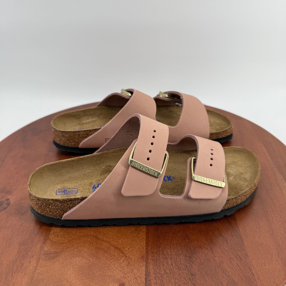 Birkenstock Arizona BS Soft Pink Nubuck Leather Sandals Women EU40/US 9/Narrow